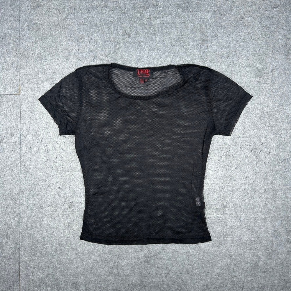 Tripp NYC top Women medium Black Mesh Goth Punk Grunge Emo Alt Cyber
